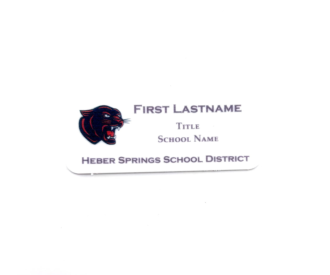 Heber Springs School District Name Tag - White Acrylic