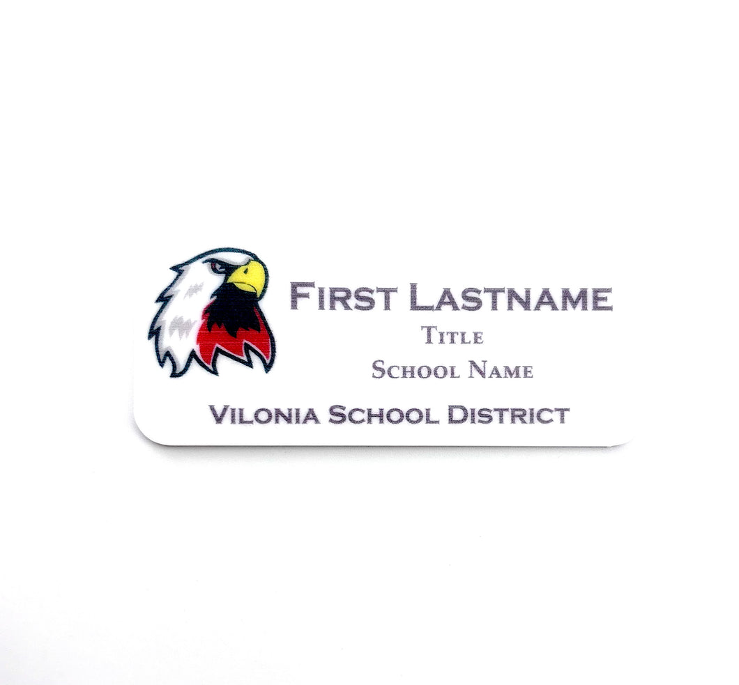 Vilonia School District Name Tag - White Acrylic