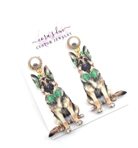 St. Patricks German Shepherd Earrings