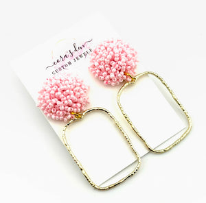 Light Pink Bead Frame Earrings