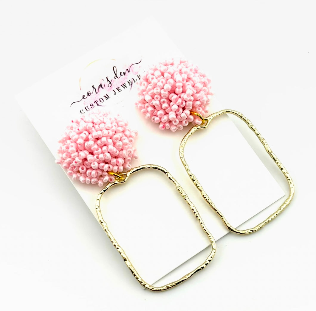 Light Pink Bead Frame Earrings