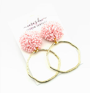 Light Pink Bead Frame Earrings