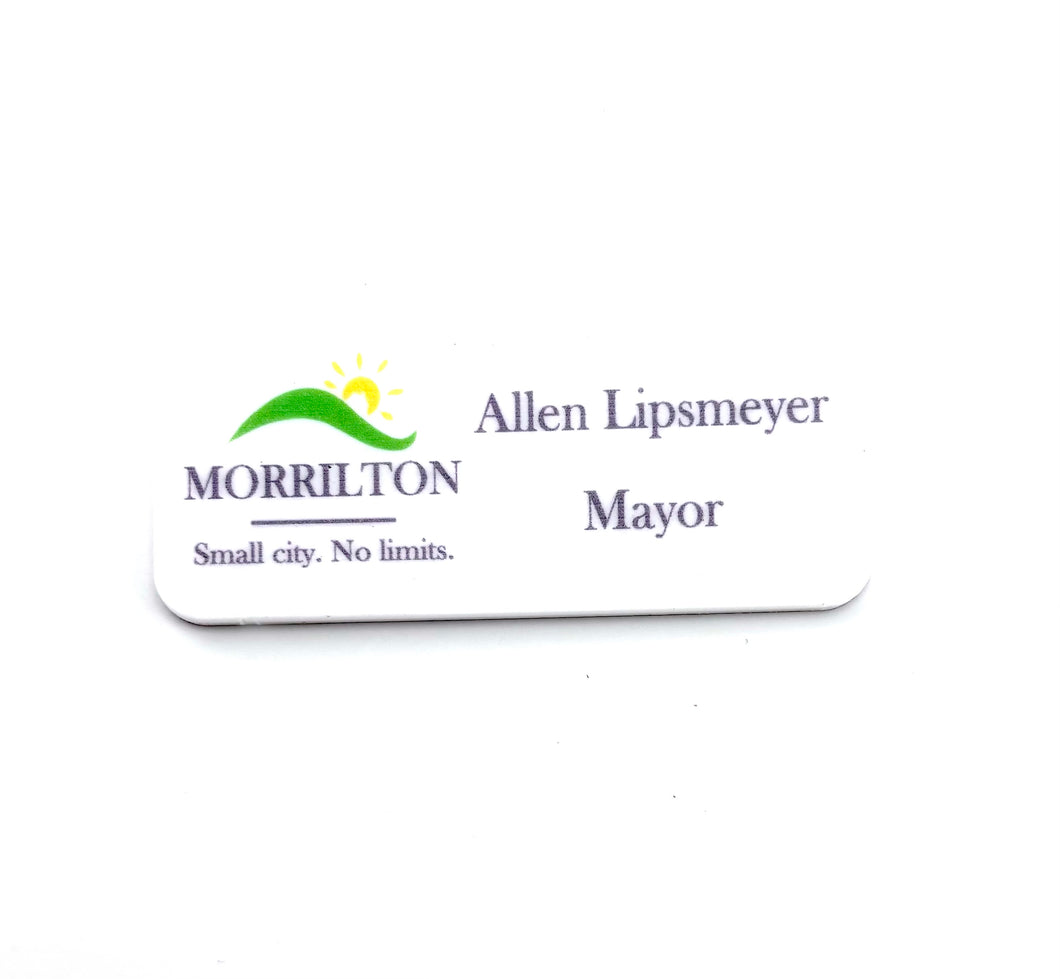 Morrilton City Name Tag - White Acrylic