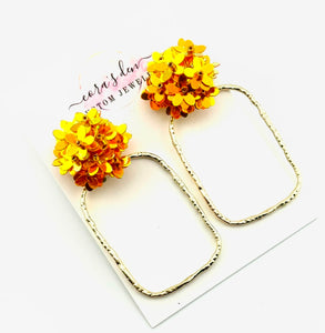 Orange Flower Frame Earrings