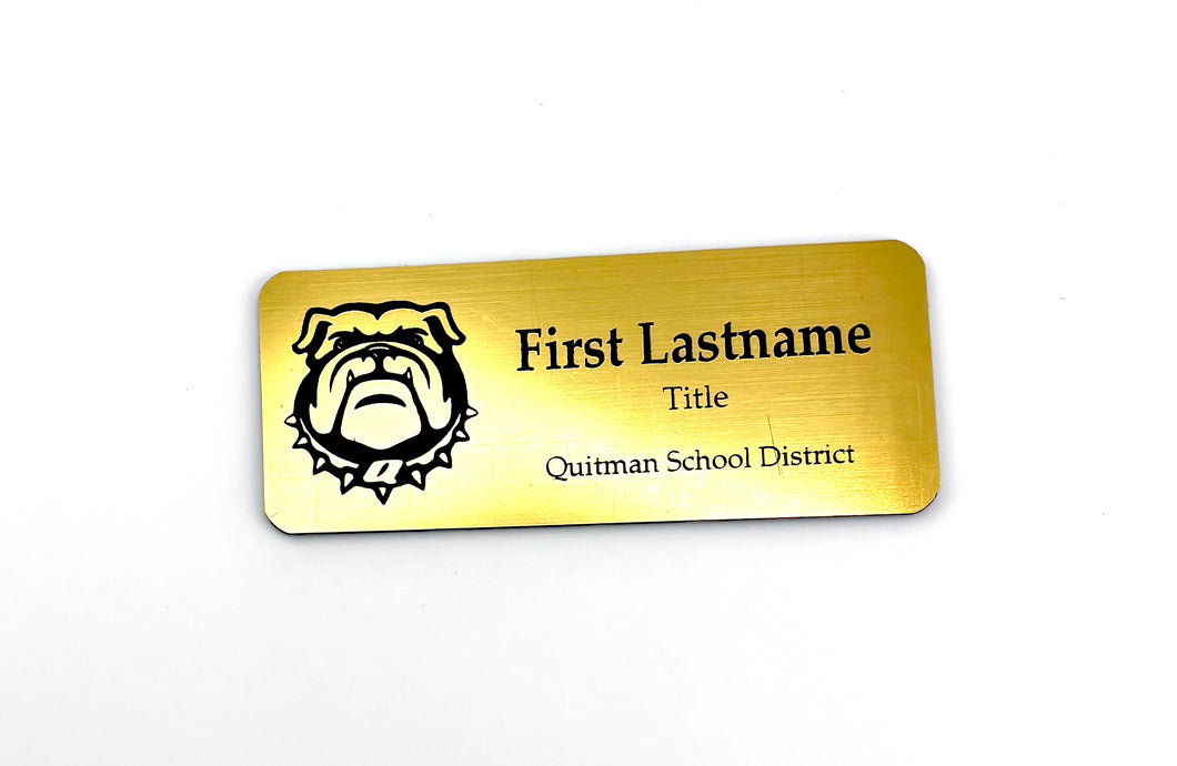 Quitman School District Name Tag -Gold/Black