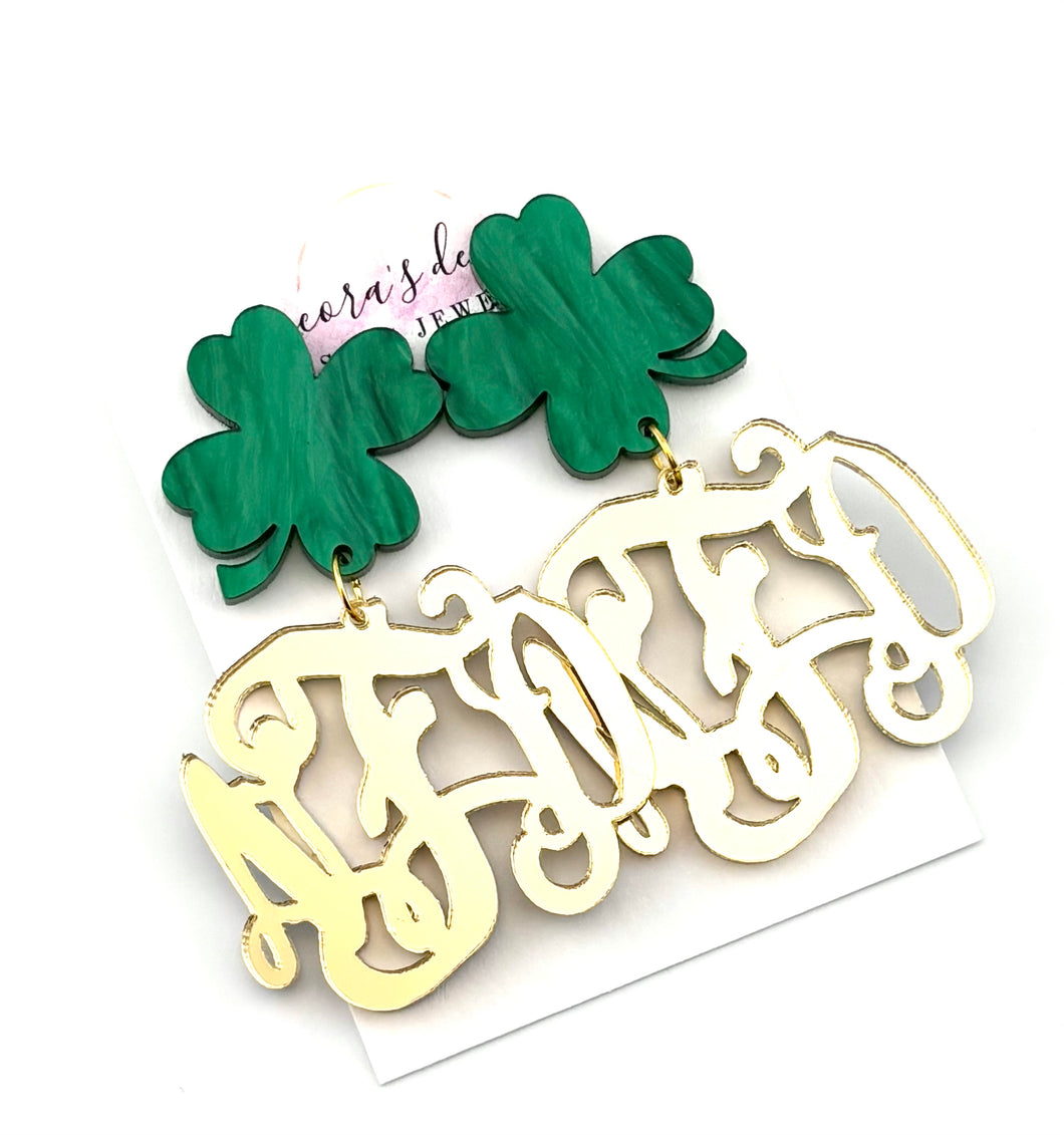 St. Patrick’s Day Monogram Earrings