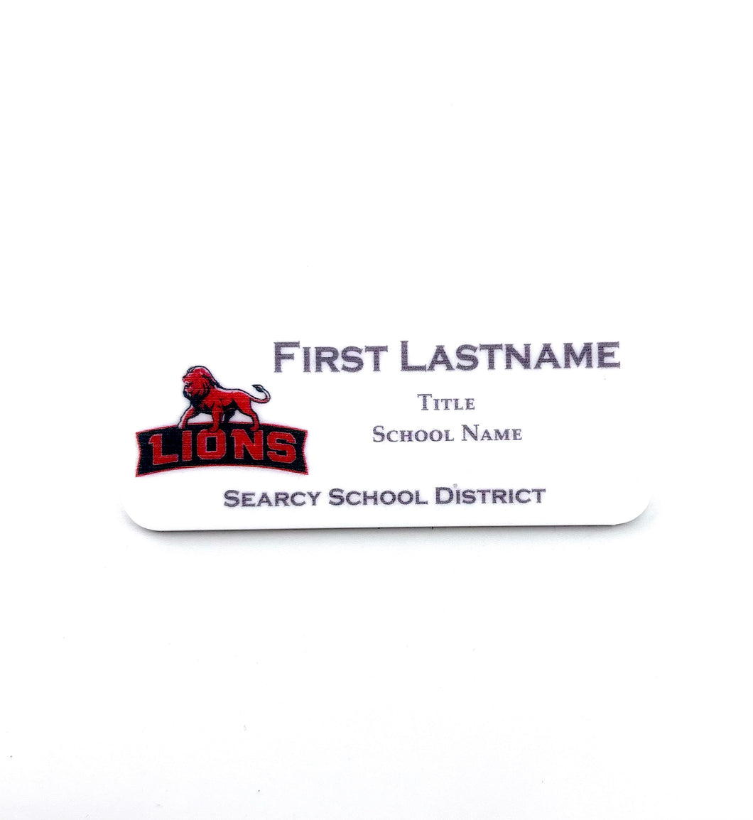Searcy School District Name Tag - White Acrylic