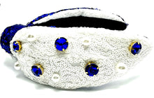 Load image into Gallery viewer, Blue/White Sequin Headband with Jewels
