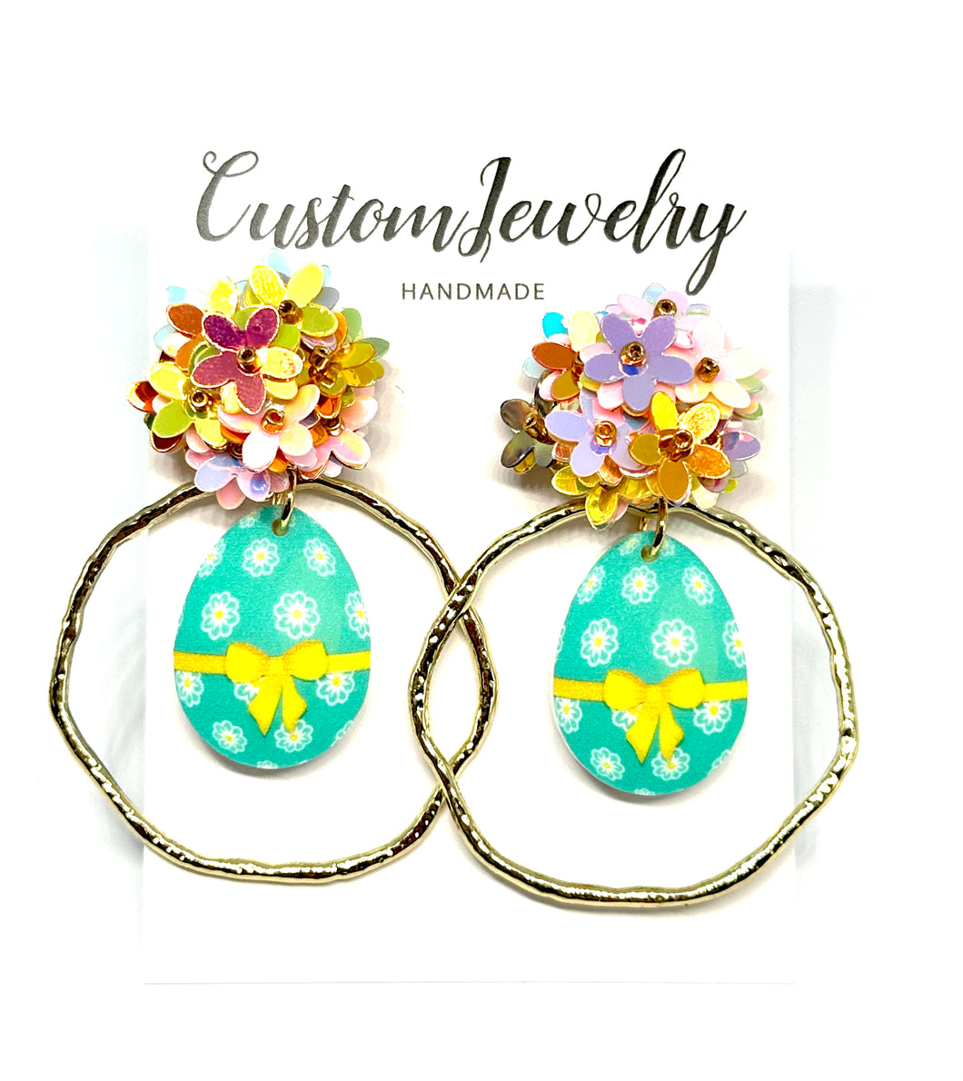 Easter Egg Earrings - blue