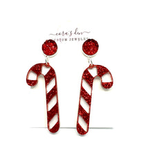 Load image into Gallery viewer, Red Candy Cane Earrings