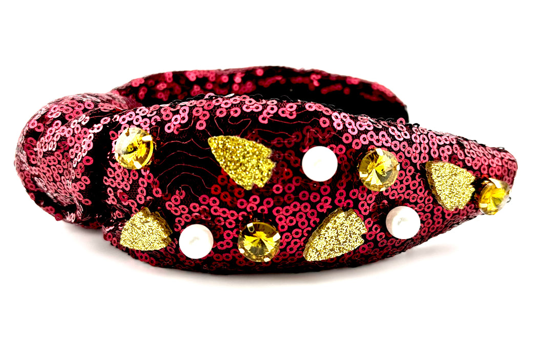 Arrowhead Headband Maroon sequin