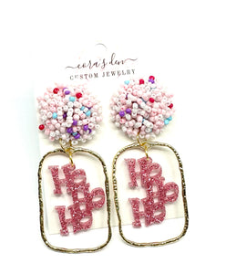 Pink Ho-ho-ho Frame Earrings
