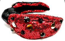 Load image into Gallery viewer, Red/Black Dual Sided Football Headband
