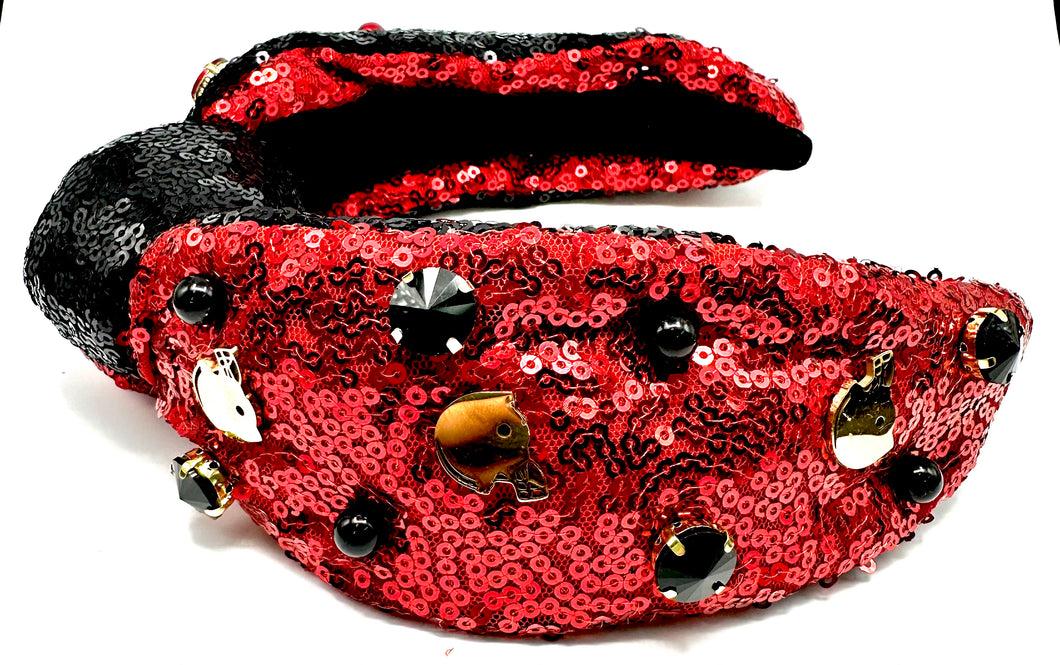 Red/Black Dual Sided Football Headband