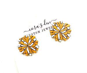 Cheer Pom Studs Orange/White