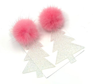 Clear Holographic Christmas Tree Earrings