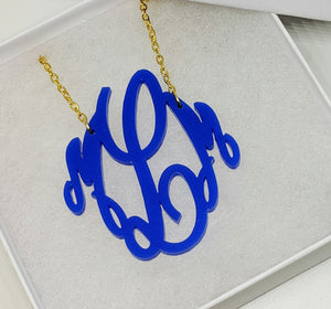 2" Cobalt Monogram Necklace
