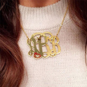 2" Gold Mirror Monogram Necklace
