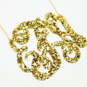3" Gold Flake Monogram Necklace