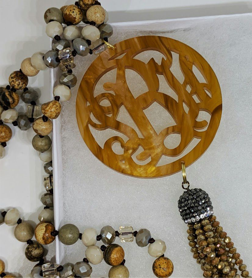 Genuine Stone Beaded Tassel Necklace