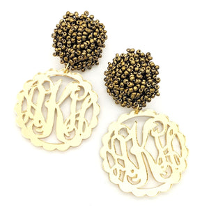 Gold Mirror Monogram Earrings