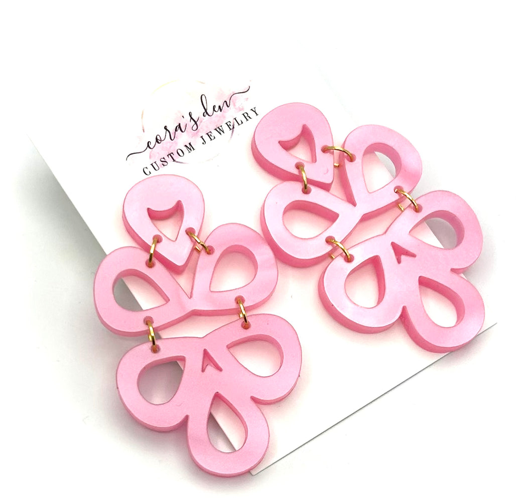 Pink Pearl Geometric Earrings