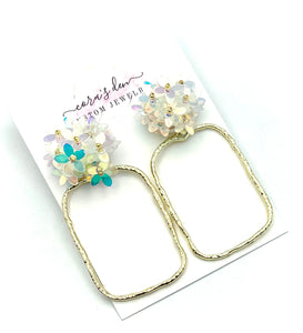 Iridescent Flower Frame Earrings