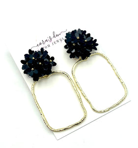 Black Flower Frame Earrings