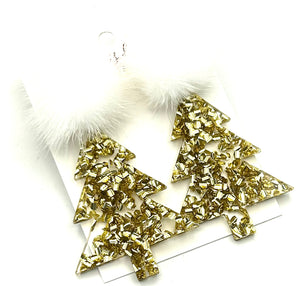 Gold Foil Christmas Tree Earrings