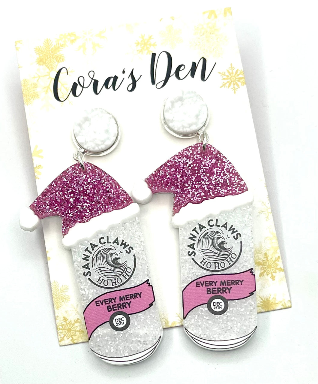 Pink Santa Claws Earrings