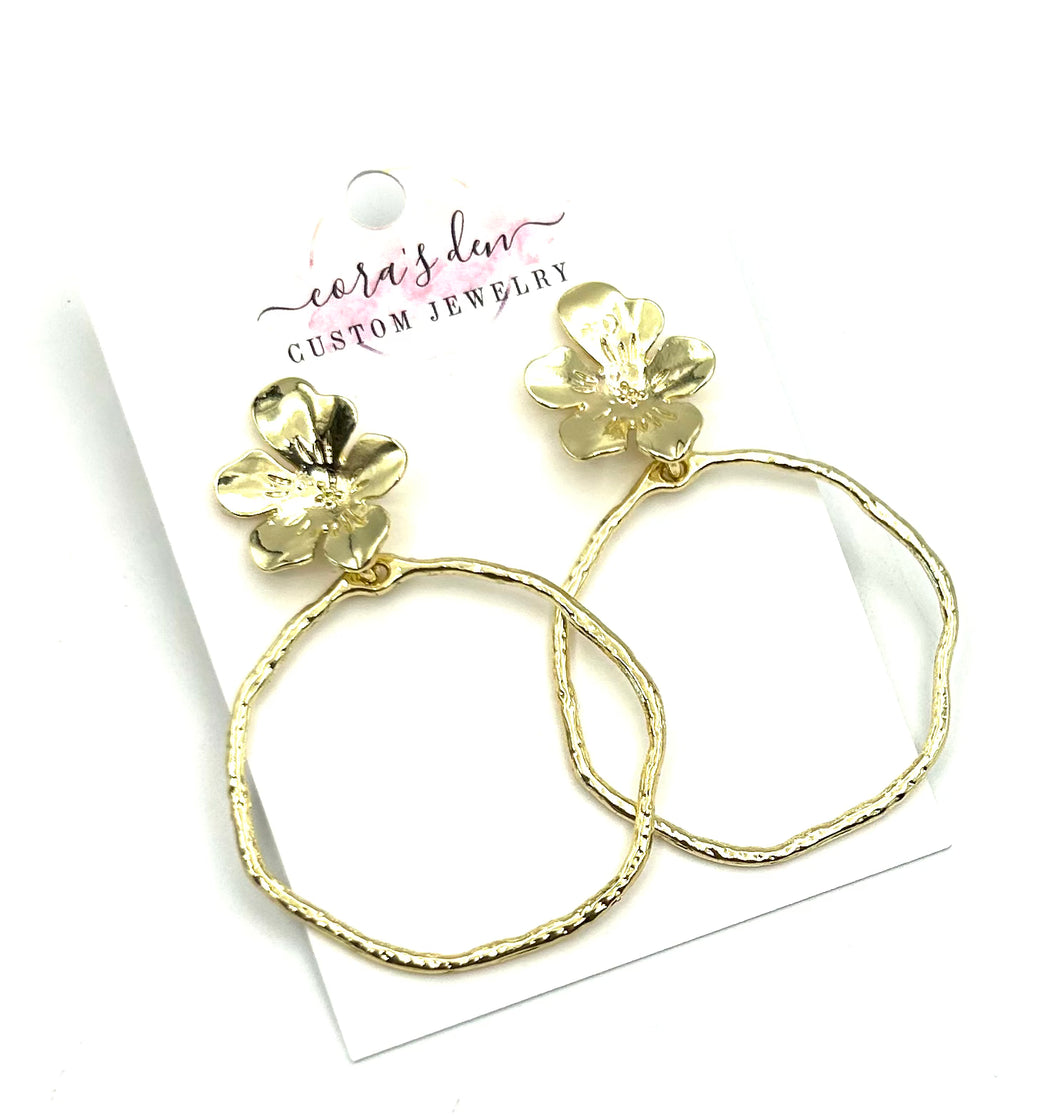 Gold Flower Frame Earrings