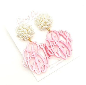 Pink Pearl Monogram Earrings