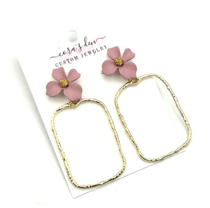 Pink Flower Frame Earrings