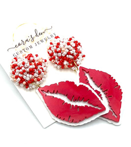 Red Pearl Lip Earrings