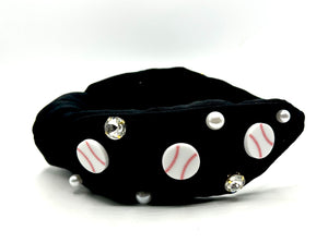 Baseball on Black Headband