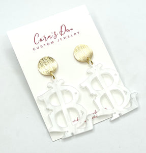 1.75" Pearl Monogram Earrings