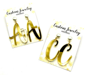 Gold Mirror Single Letter Earrings
