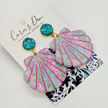 Load image into Gallery viewer, Seashell Earrings with Turquoise Druzy Studs